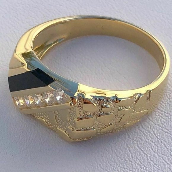 Men's 14k Gold Over Solid 925 Silver Nugget Ring - Picture 13 of 13